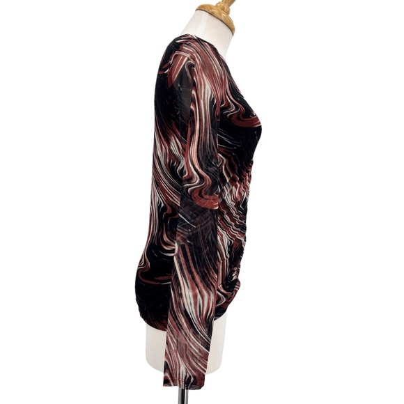 Rachel Zoe NWT Brown, White, and Black Swirl Pattern Long Sleeve Top, Small - Picture 10 of 16